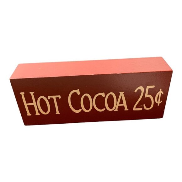 Farmhouse Hot Cocoa Mini Sign 5 Inch Freestanding Red Tiered Tray Decor - Picture 7 of 8
